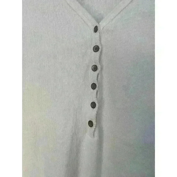 Abercrombie & Fitch Ribbed Bodysuit V Neck Long Sleeve White Color Sz Large - Picture 2 of 4